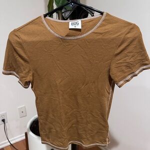 Urban Outfitters Tan Ribbed Tee